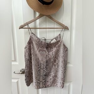 Fantastic Fawn Snake Print Camisole Satin Spaghetti Strap Top Shell sz L